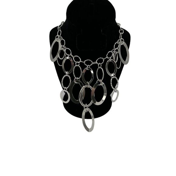 Silver Bubble Oval Cascade Necklace and Earring Set - Picture 8 of 14